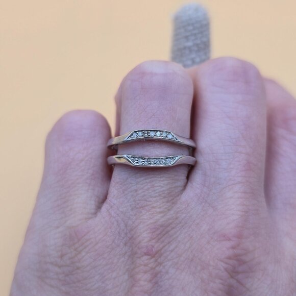 Size 9 Sterling Silver Genuine Diamonds Ring Guard Ring A5110 - Picture 4 of 9